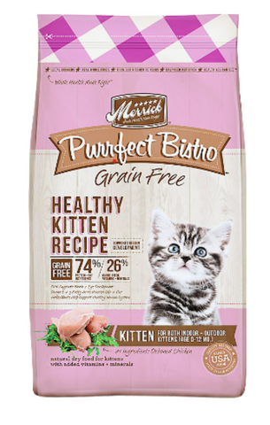 Merrick Purrfect Bistro Grain Free Healthy Kitten Recipe Dry Cat Food 7Lb