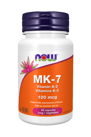 NOW Foods MK-7 Vitamin K-2 100mcg, 60 Veggie Caps