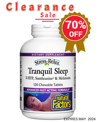 Natural Factors Stress-Relax Tranquil Sleep Tropical Fruit Flavour - Expires May 2024