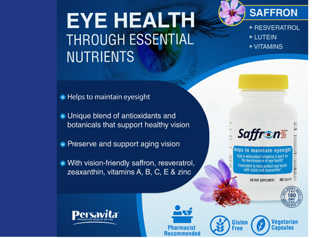 Saffron 2020 Eye Care Supplement 30 Veggie Caps
