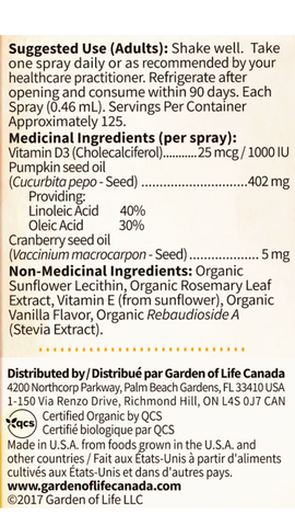 mykind Organics - Vegan Vitamin D3 Organic Spray (Vanilla) - 58ml