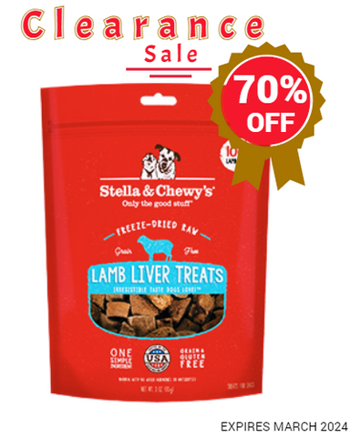 Stella & Chewy’s Lamb Liver Treats 3 oz - Expires March 2024