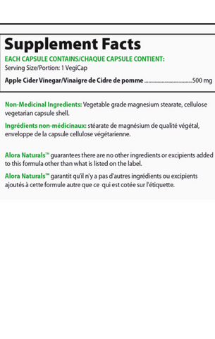 Alora Naturals Apple Cider Vinegar - 500 mg (90 VegCaps)