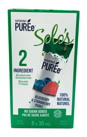 Superfruit Puree Solo’s  Blueberry & Strawberry, 8 x 30ml