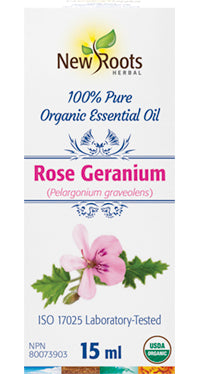 New Roots Herbal Organic Rose Geranium Essential Oil 15ml