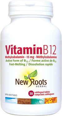 New Roots Herbal Vitamin B12 Methylcobalamin 15mg (30 Sublingual Tablets)