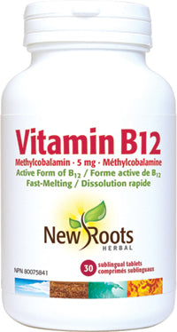 New Roots Herbal Vitamin B12 Methylcobalamin 5mg (30 Sublingual Tablets)