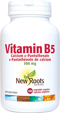 New Roots Herbal Vitamin B5 Pantothenic Acid 500mg Calcium D-Pantothenate (100 Veg Caps)