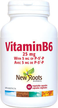 New Roots Herbal Vitamin B6 25mg With 5 mg of P‑5'‑P (60 Veg Caps)