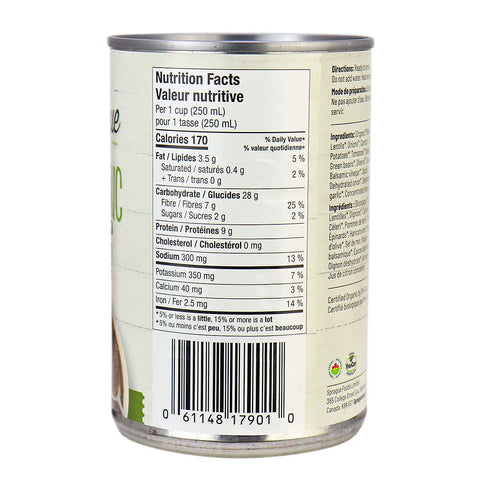 Sprague Organic Lentil Soup with Vegetables (398ml)