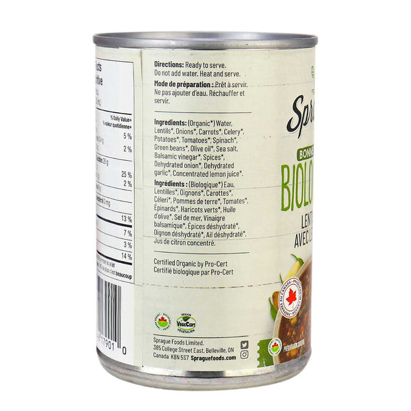 Sprague Lentil & Vegetable Organic Soup - 15 oz