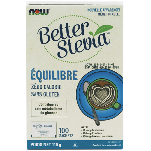 NOW Better Stevia Balance With Inulin & Chromium (110g) - 100 Packets