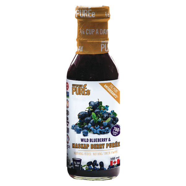 Superfruit Purée Wild Blueberry & Haskap Berry – 350ml Glass Bottle