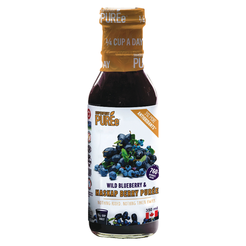Superfruit Purée Wild Blueberry & Haskap Berry – 350ml Glass Bottle