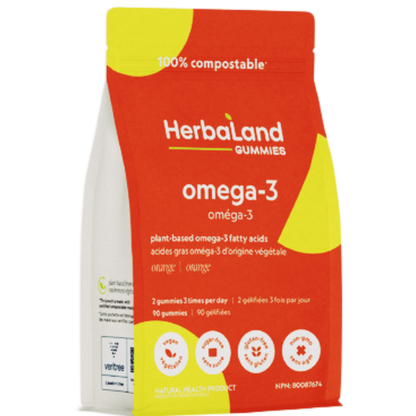 Herbaland Plant-Based Omega-3 Gummies For Adults (Sugar-Free) - 90 Gummies