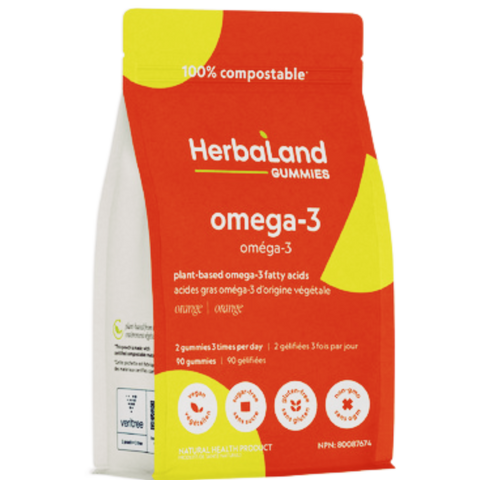 Herbaland Plant-Based Omega-3 Gummies For Adults (Sugar-Free) - 90 Gummies