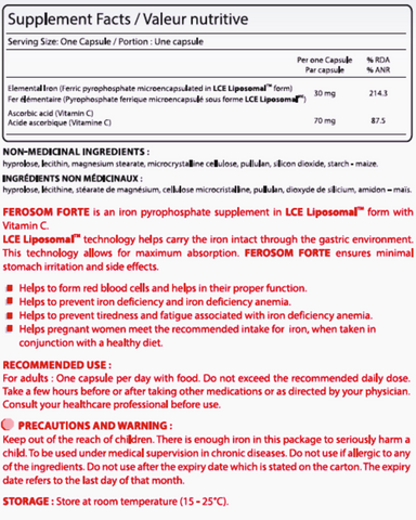 Ferosom Forte LCE Liposomal Iron 20 Veggie Caps