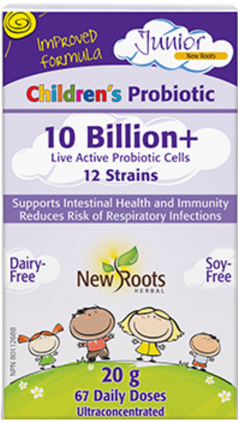 New Roots Herbal Children’s Probiotic 10 Billion + Live Active Probiotic Cells · 12 Strains (20g Powder)
