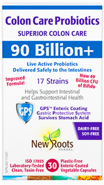 New Roots Herbal Colon Care Probiotics 90 Billion+ 17 Strains (30 Enteric Coated Veg Caps - Backordered)