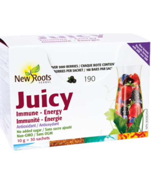 New Roots Herbal Juicy Immune - Energy, 30 x 10g Sachets - Expires August 2026