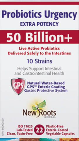 New Roots Herbal Probiotics Urgency Extra Potency 50 Billion+ 10 Strains