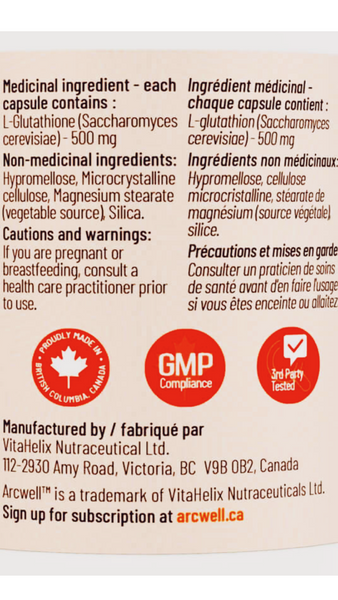Arcwell Glutathione (Reduced) 500mg – Natural Health Garden