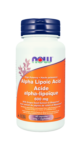 NOW Supplements Alpha Lipoic Acid 600mg (60 VegCaps)