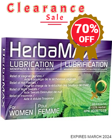 HerbaMAX Women Lubrication, Menopause & Hot Flash Relief 30 Caps, Expires March 2024
