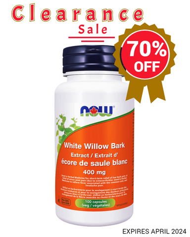 NOW Foods White Willow Bark 400 mg, 100 Veggie Capsules, Expires April 2024