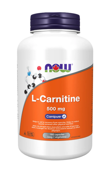 NOW Foods L-Carnitine - 500mg, 180 Veggie Caps