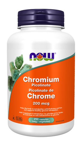 NOW Supplements Chromium Picolinate 200mcg (250 VegCaps)