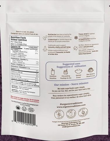 Organic Traditions Freeze Dried Acai Powder 100g