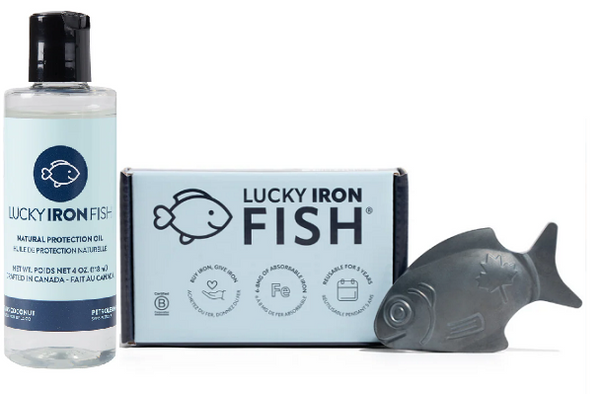 Lucky Iron Fish or Leaf + Iron Protection Oil Bundle