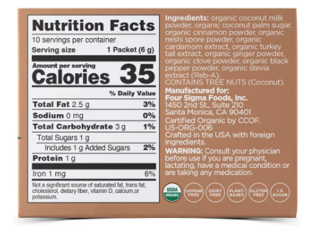 Four Sigmatic Organic Chai Latte Mix - CALM with Reishi Mushroom (10 Packets)