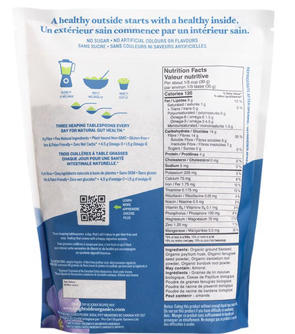 Brightside Organics Natura Fibre O3 NutraCleanse Organic High-Fibre Food 750g