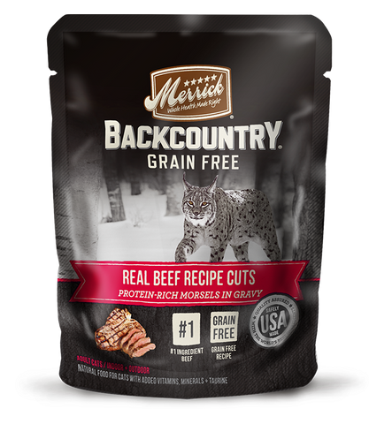 Merrick Backcountry Grain Free Real Beef Recipe Cuts 3oz - Cat Wet Food