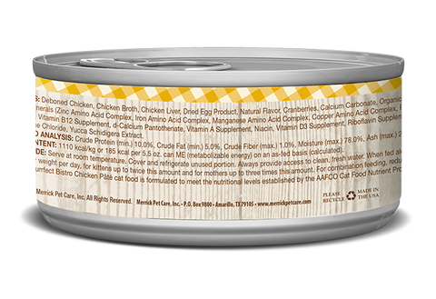 Merrick Purrfect Bistro Grain Free Chicken Pâté 3oz Can, EXPIRES JUNE 2024