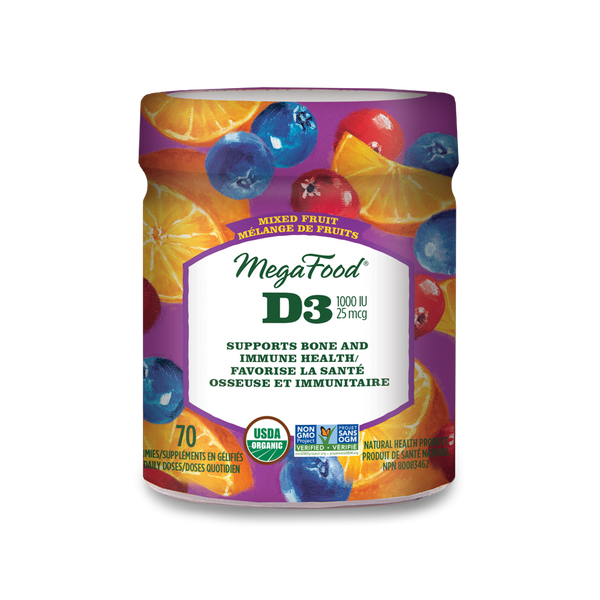 MegaFood Vitamin D3 Wellness (1000 IU) Mixed Fruit Gummies (70 Gummies)