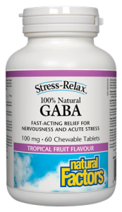 Natural Factors 100% Natural GABA 100mg Tropical Fruit Flavour (60 Chewable Tablets)