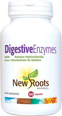 New Roots Herbal Digestive Enzymes with Betaine Hydrochloride (100 Veg Caps)