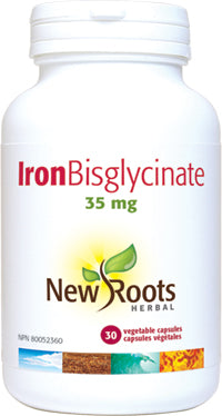 New Roots Herbal Iron Bisglycinate 35mg (30 Veg Caps)