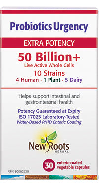 New Roots Herbal Probiotics Urgency Extra Potency 50 Billion+ 10 Strains