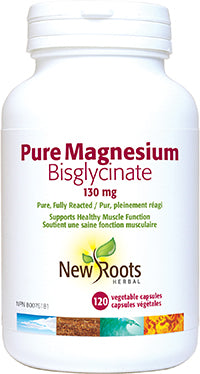New Roots Herbal Pure Magnesium Bisglycinate 130mg, 120 Caps - Expires July 2026