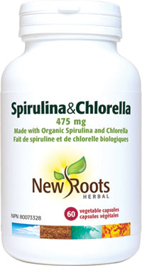 New Roots Herbal Spirulina & Chlorella 475mg (60 Veg Caps)