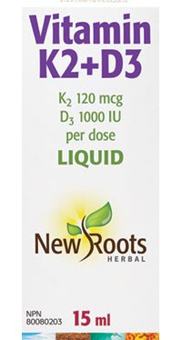 New Roots Herbal Vitamin K2 120 mcg + D3 1000 IU (15 ml)