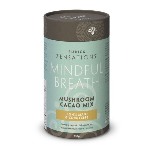 PURICA Zensations Mindful Breath - Lion's Mane & Cordyceps Mushroom Cacao Mix