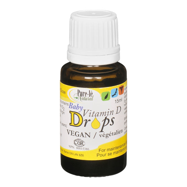 Pure-Le Natural Vegan Vitamin D Drops for For Infants, Babies and Children (15ml)