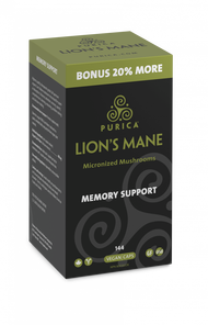 Purica Lion's Mane Micronized Mushroom for Memory Support (BONUS 144 VegCaps)