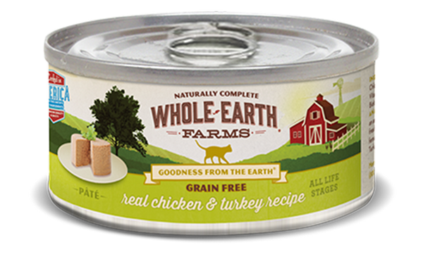 Whole Earth Farms Grain Free Real Chicken & Turkey Recipe (PATÉ) Wet Cat Food (Case of 24)