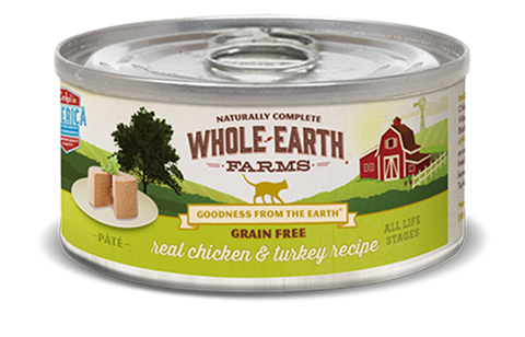 Whole Earth Farms Grain Free Real Chicken & Turkey Recipe (Pate) Wet Cat Food (Case of 24)